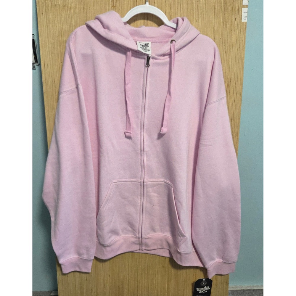 Pacific & Co Size X-Large The Perfect Hoodie Pink Full Zip Sweatshirt Women New